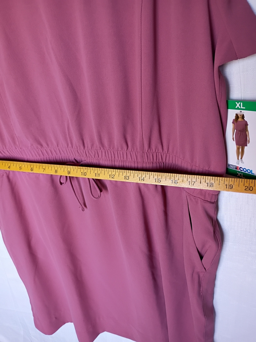 32 Degrees Drawstring Waist Short Sleeve Dress in Dusty Rose XL - Picture 10 of 11
